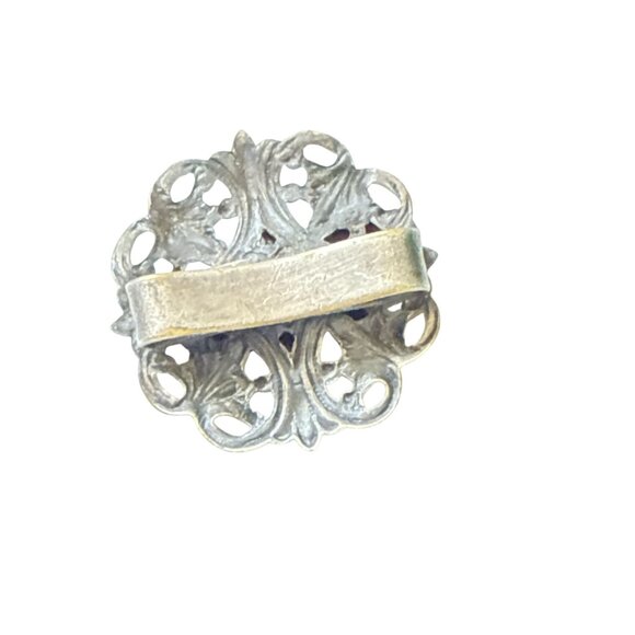 Victorian Cherub Belt Buckle Half Ornate Angel Scroll Metal Fastener Antique Jew - Picture 4 of 11